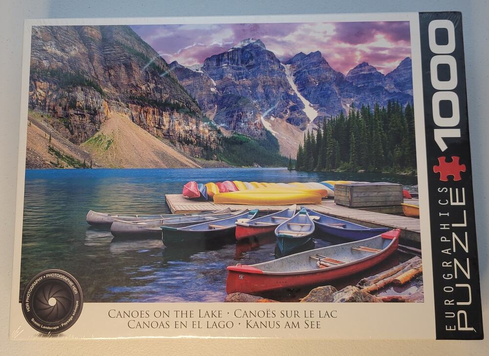 EuroGraphics Canoes on the Lake 1000-Piece Puzzle Lake Louise New Sealed